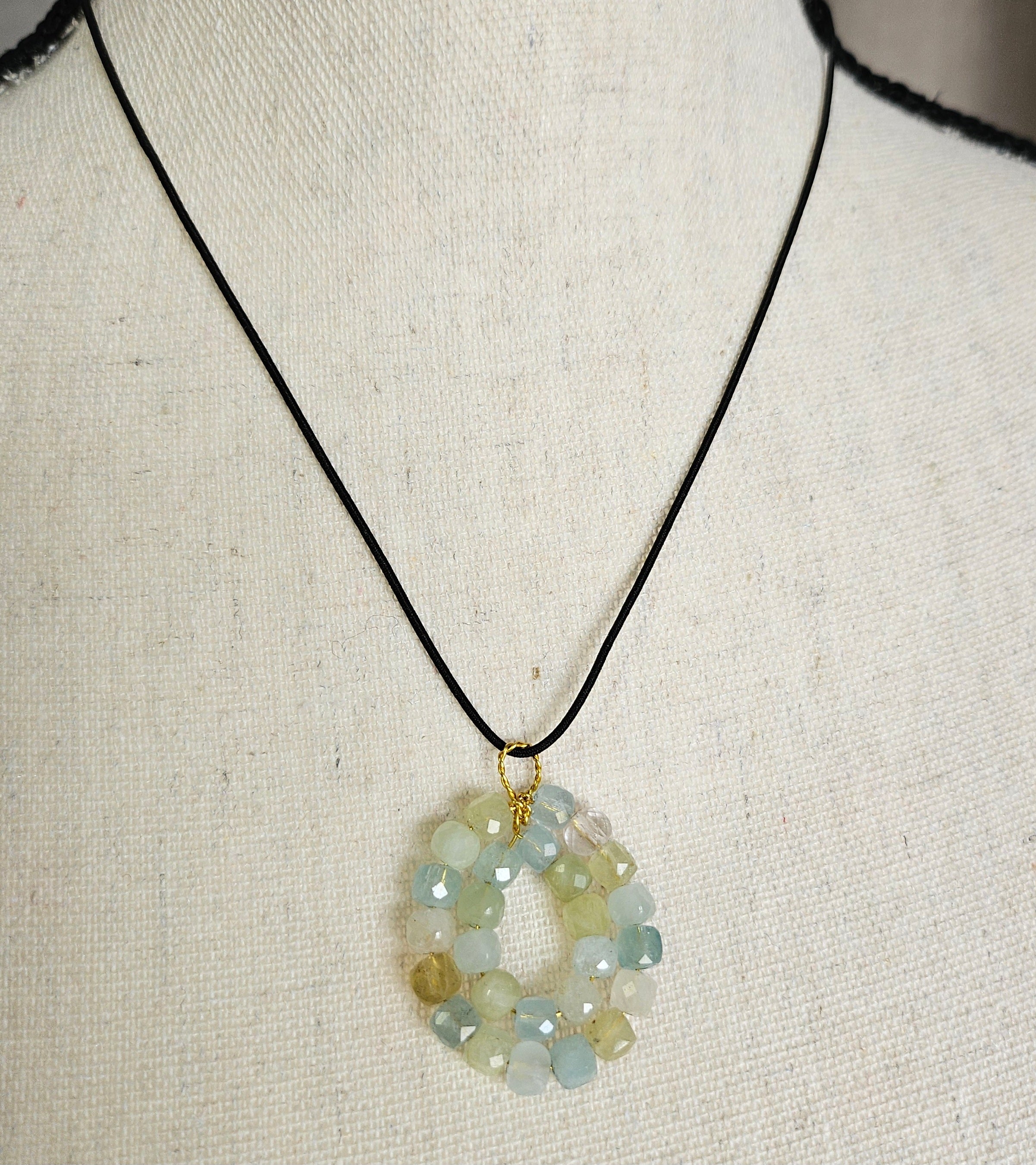Multicolor Tourmaline pendant with stretchy Elastic string 18" in length