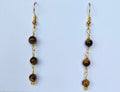 Tiger eye beads earrings with yellow gold plated stainless steel