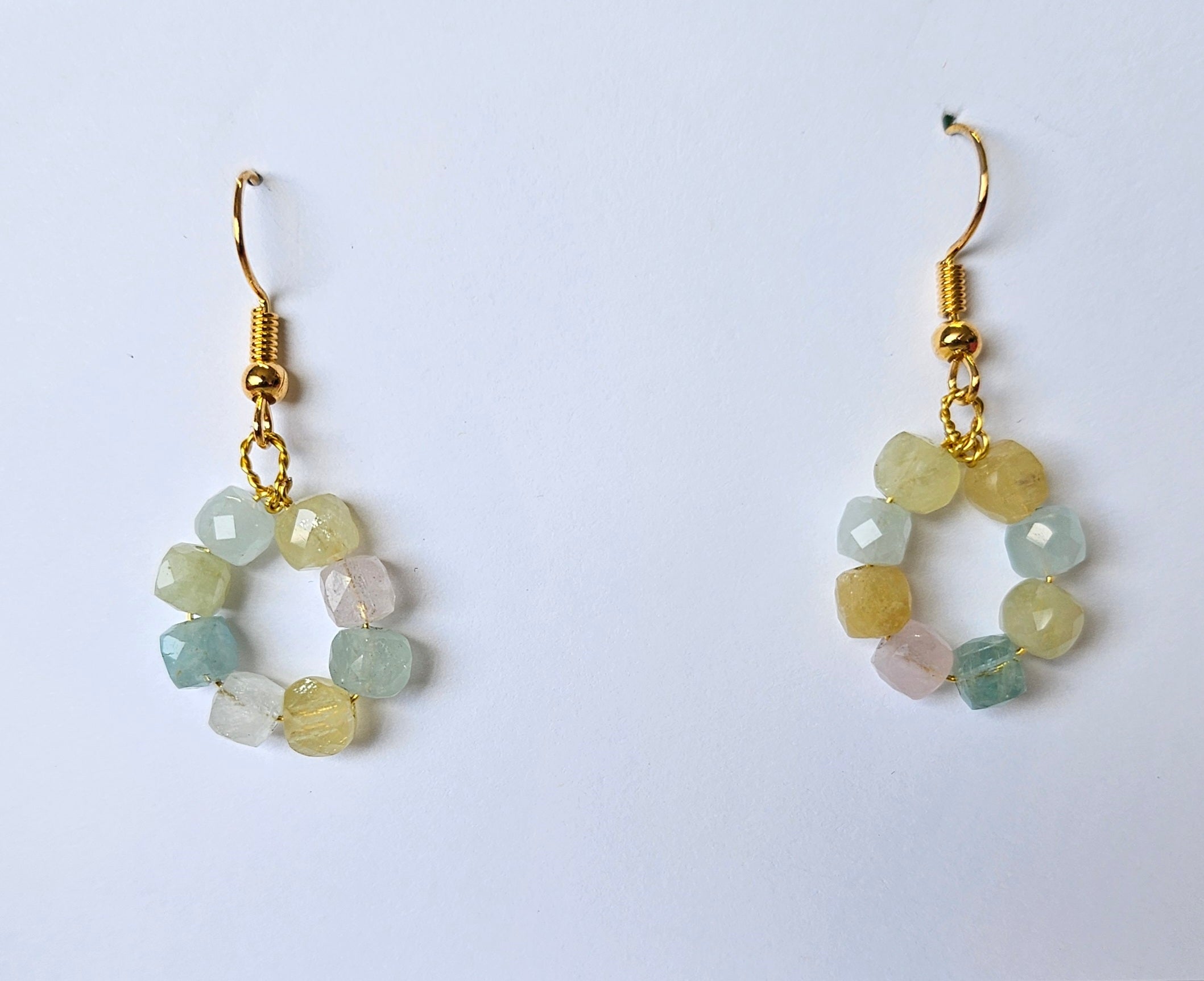 Multicolor Tourmaline Earrings with yellow gold plated stainless steel